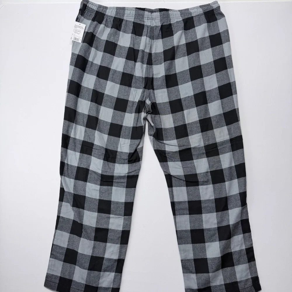 Sonoma Mens XXL Essential Flannel Pajama Pant Grey Black Buffalo Plaid NEW